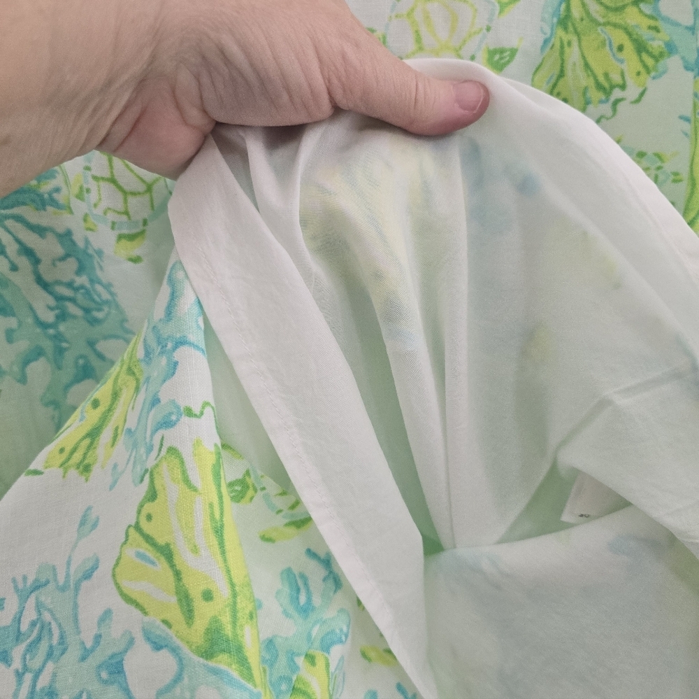 J. Jill Blue/ Green Linen Undersea Sleeveless Shift Summery Dress. Ladies MED - Picture 8 of 10